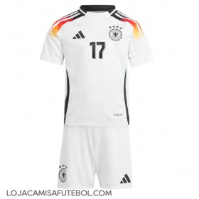 Camisa de Futebol Alemanha Florian Wirtz #17 Equipamento Principal Infantil Europeu 2024 Manga Curta (+ Calças curtas)